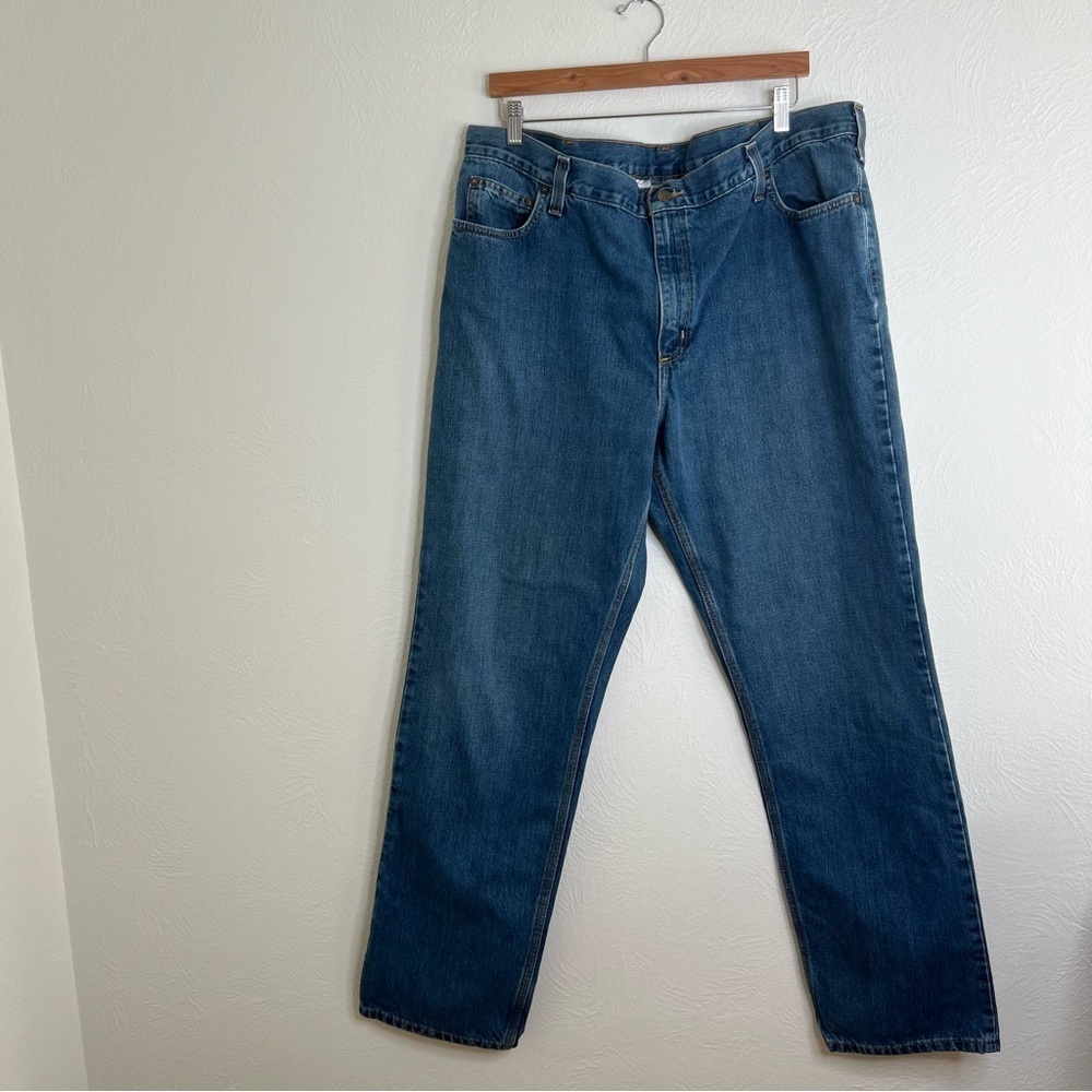 Carhartt Men's Blue Stretch Cotton Mid Rise Straight Leg Jeans Size 42 x 34